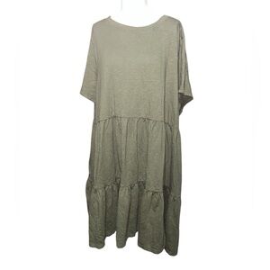 Old Navy XXL tiered dress knee length green cottage core prairie core plus size